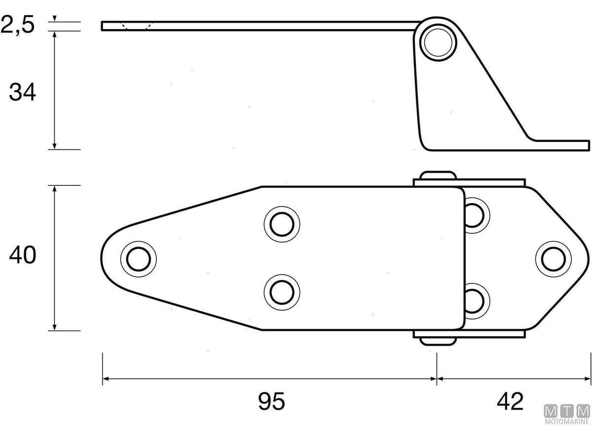 CERNIERA A SBALZO ALTA 40X137MM H34MM IN ACCIAIO INOX 316