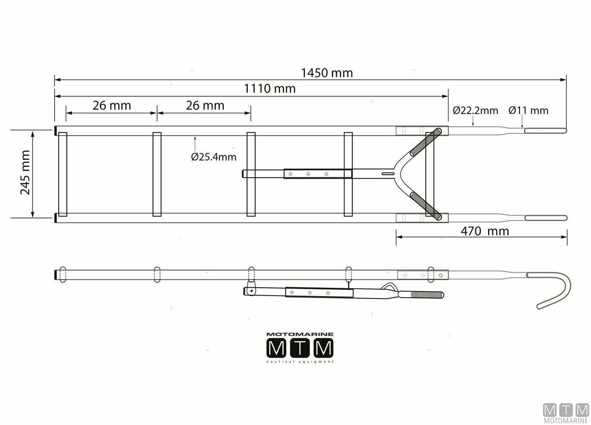 SCALETTA A 3 GRADINI CON AGGANCIO A PRUA ACCIAIO INOX 316