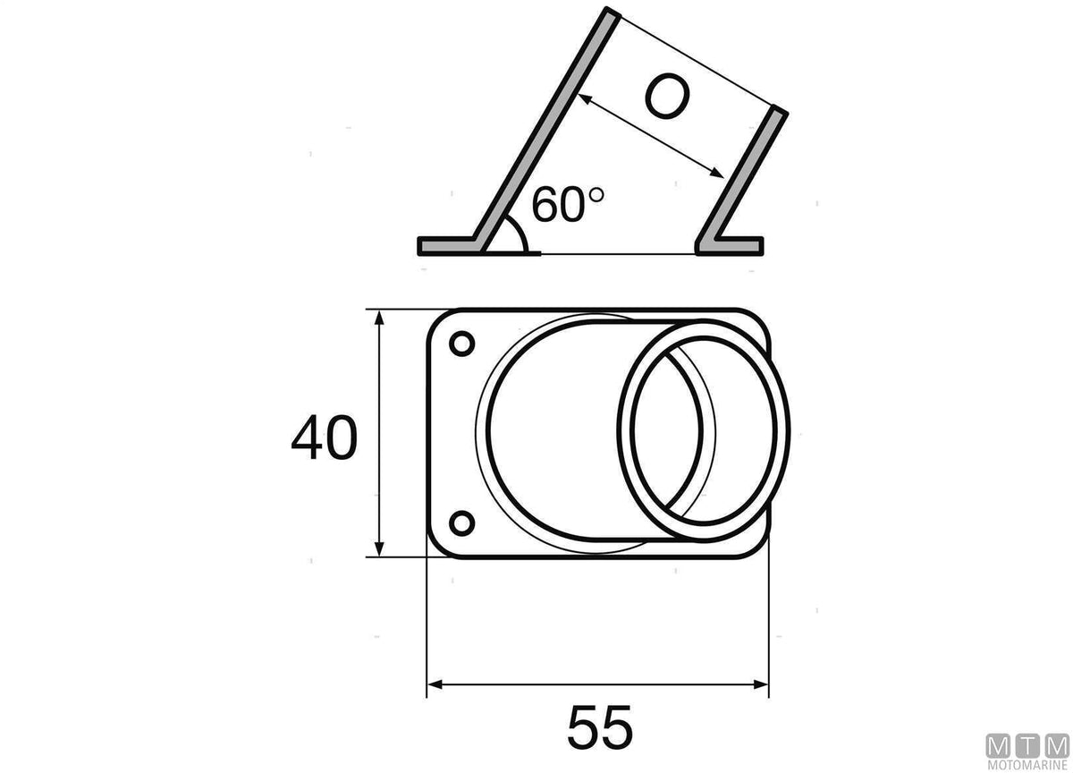 BASE QUADRA 60 D22MM ACCIAIO INOX 316 STAMPATO