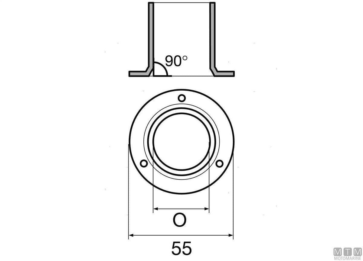 BASE TONDA 90 D25MM ACCIAIO INOX 316 STAMPATO