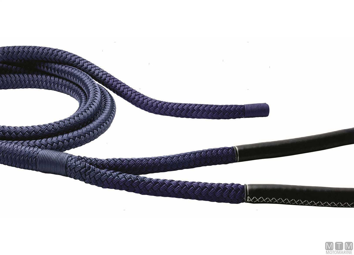 TRECCIA ORMEGGIO BLU CON GASSA CUOIO NERO 75CM D24MM 20M