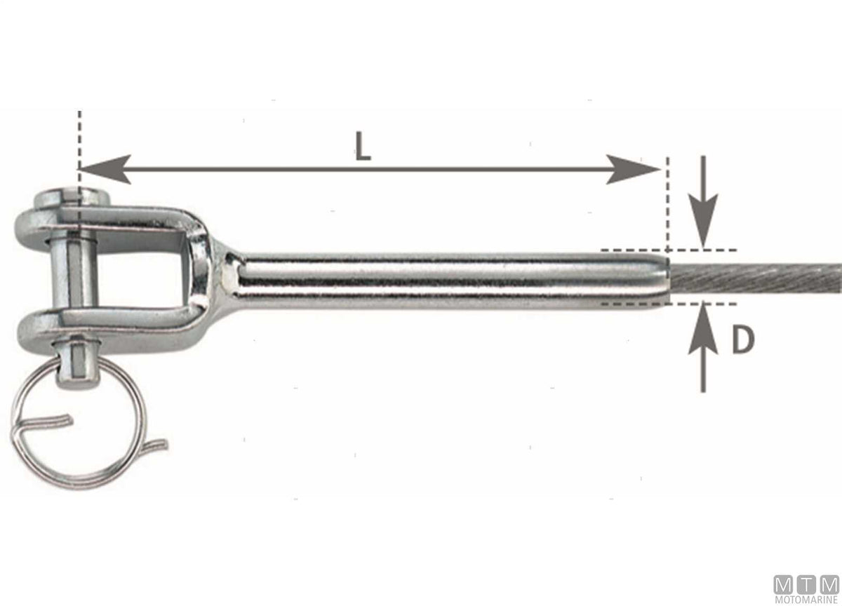 TERMINALE A PRESSARE FORCELLA PER CAVO D4MM ACCIAIO INOX 316