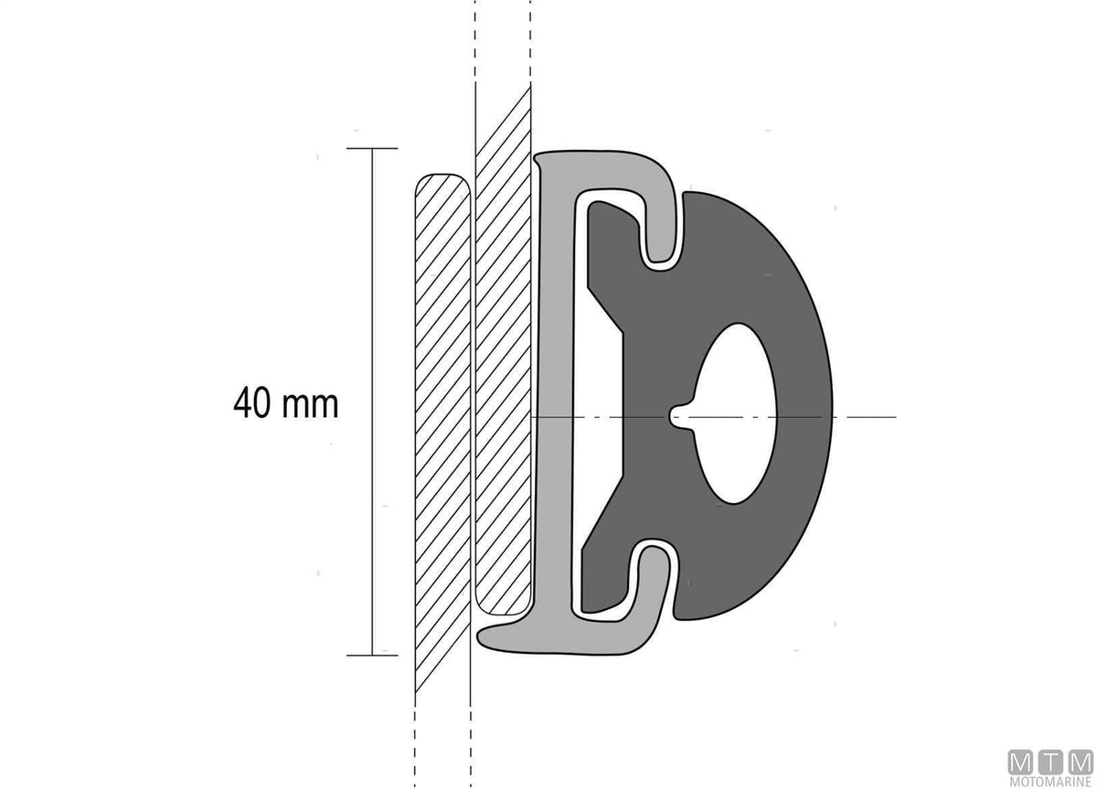 SUPPORTO PER BOTTAZZO PROFILO PARABORDO TIPO TR40 H40MM L4M