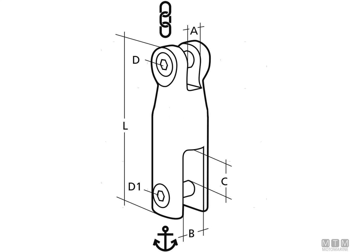 GIUNTO ANCORA FISSO PER CATENA D10/12MM ACCIAIO INOX 316