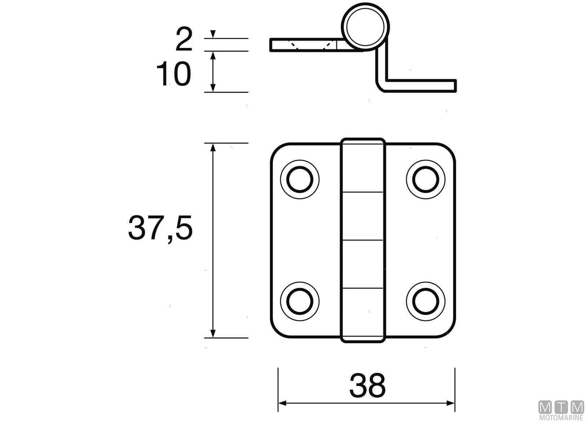 CERNIERA A SBALZO MINI 37X38MM H10MM IN ACCIAIO INOX 316