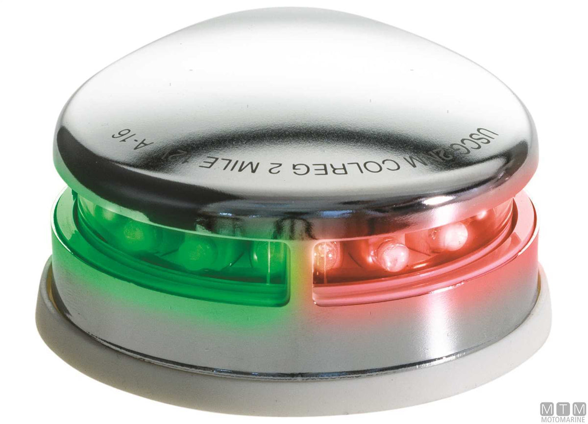 FANALE DI VIA LED DI PRUA COMBINATO ROSSO/VERDE IN ACCIAIO INOX