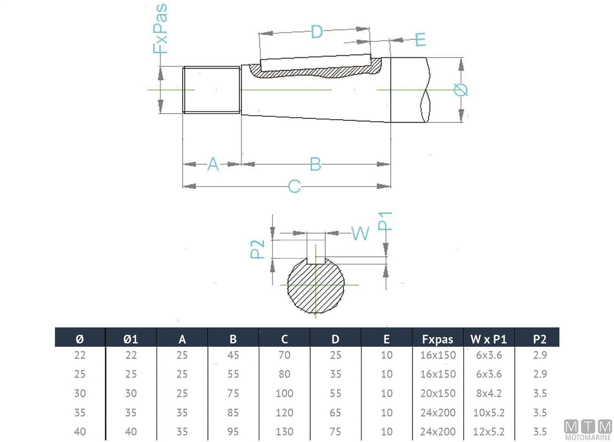 ASSE ELICA IN ACCIAIO INOX DUPLEX D25MM L200CM