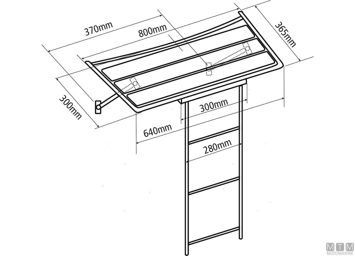 PLANCIA 78X40CM CON SCALETTA 3 GRADINI ACCIAIO INOX E TEAK