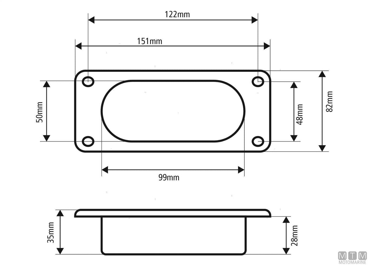 PASSACAVI CUBIA 138X62MM IN ACCIAIO INOX 316
