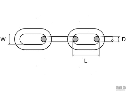 CATENA LUNGA GENOVESE DIN5685A D16MM 50M ACCIAIO ZINCATO G30