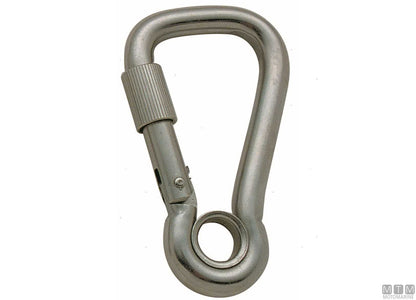 MOSCHETTONE LARGO D8MM CON OCCHIO E GHIERA ACCIAIO INOX 316