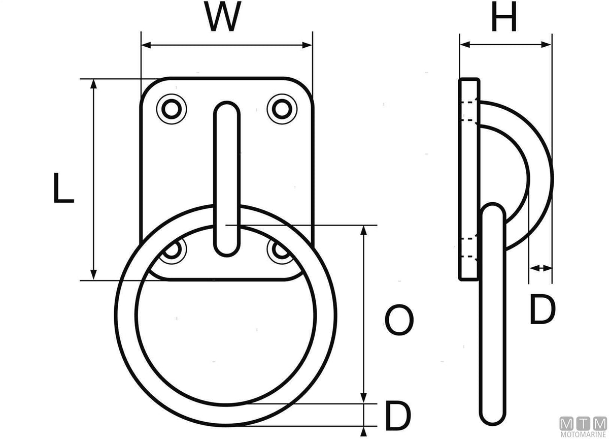 ANELLO SU PIASTRA 4 FORI D5MM ACCIAIO INOX 316