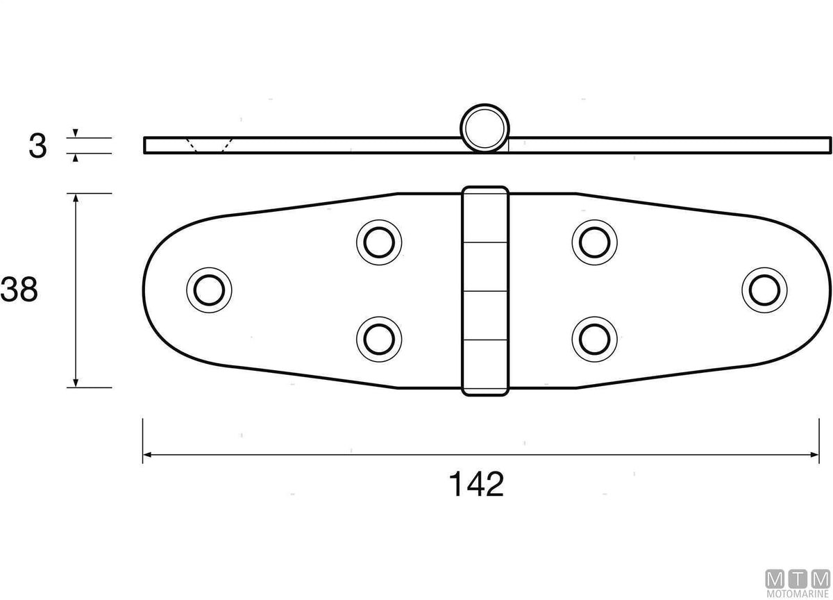 CERNIERA ROBUSTA WING 38X142MM IN ACCIAIO INOX 316