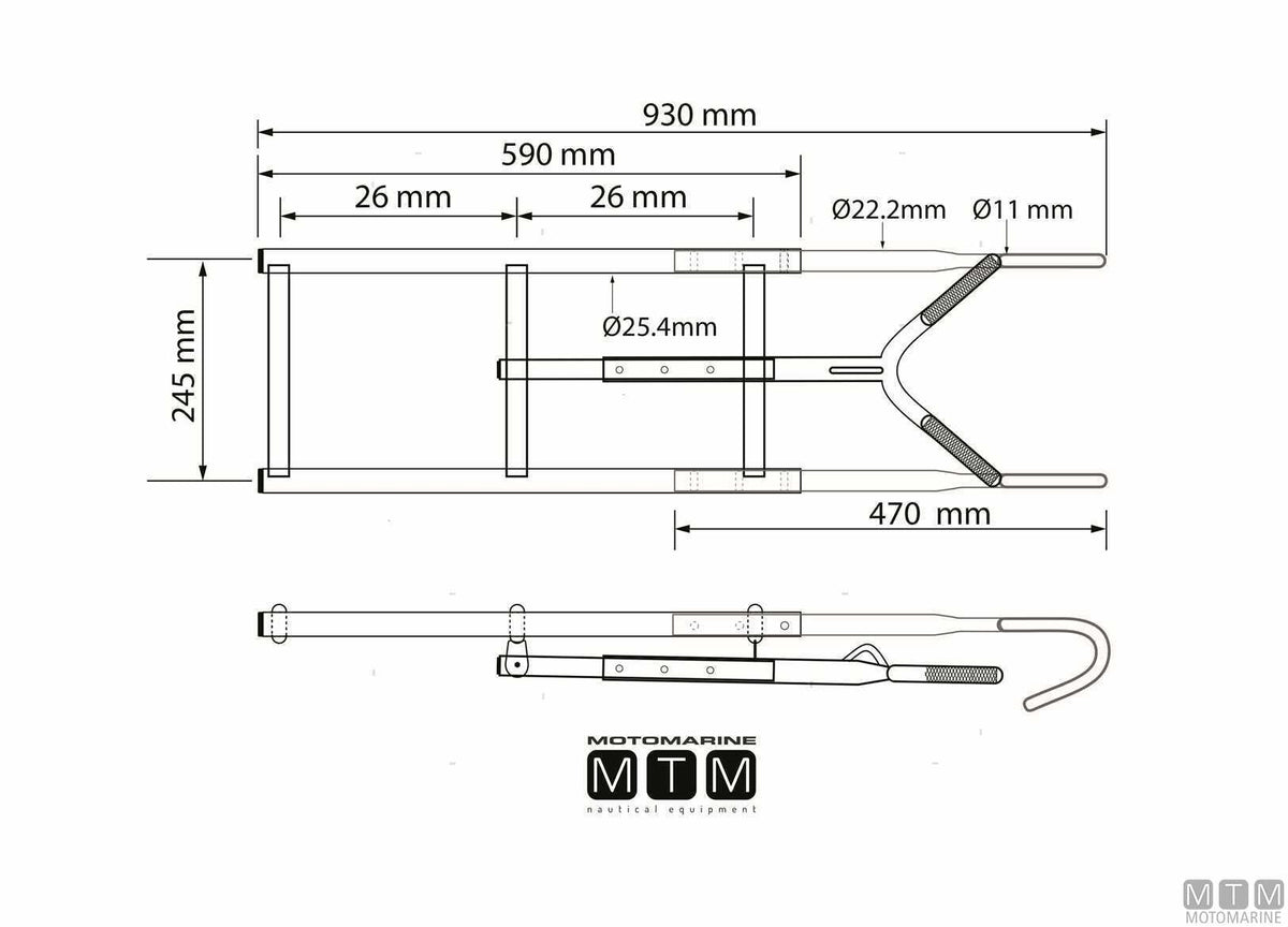 SCALETTA A 4 GRADINI CON AGGANCIO A PRUA ACCIAIO INOX 316