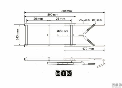 SCALETTA A 4 GRADINI CON AGGANCIO A PRUA ACCIAIO INOX 316