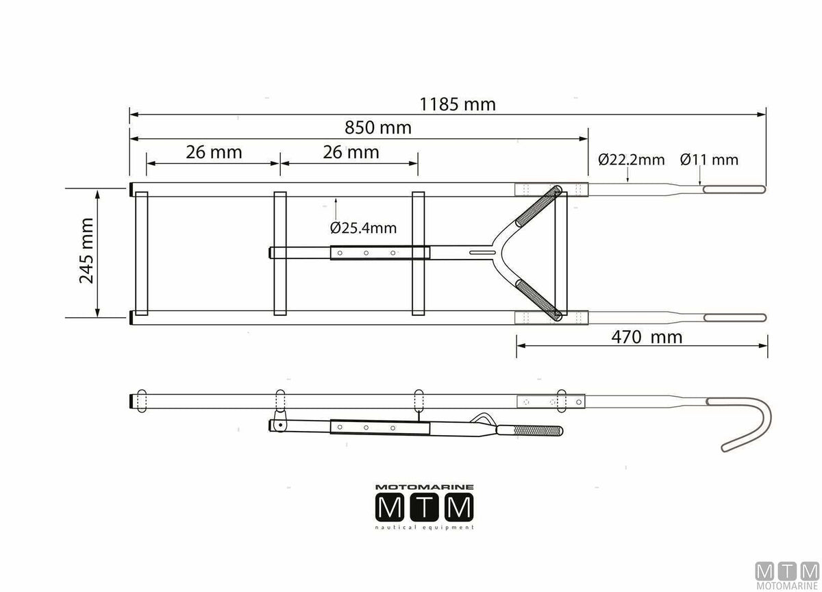 SCALETTA A 3 GRADINI CON AGGANCIO A PRUA ACCIAIO INOX 316