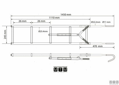 SCALETTA A 5 GRADINI CON AGGANCIO A PRUA ACCIAIO INOX 316