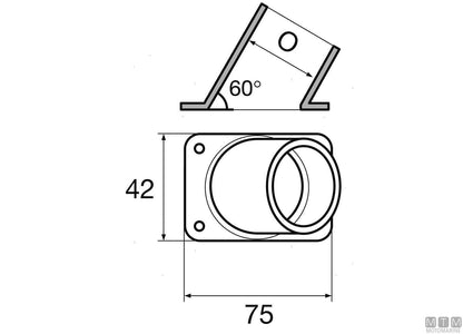 BASE QUADRA 60 D22MM ACCIAIO INOX 316