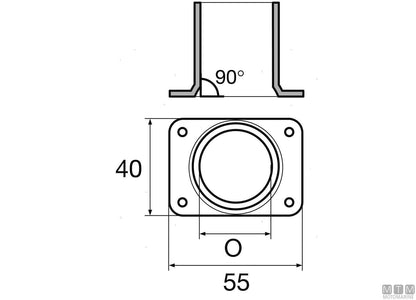 BASE QUADRA 90 D22MM ACCIAIO INOX 316 STAMPATO