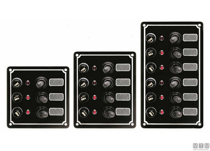 PANNELLO IN ALLUMINIO CON INTERRUTTORI A LEVA 4 POSIZIONI 125X100MM