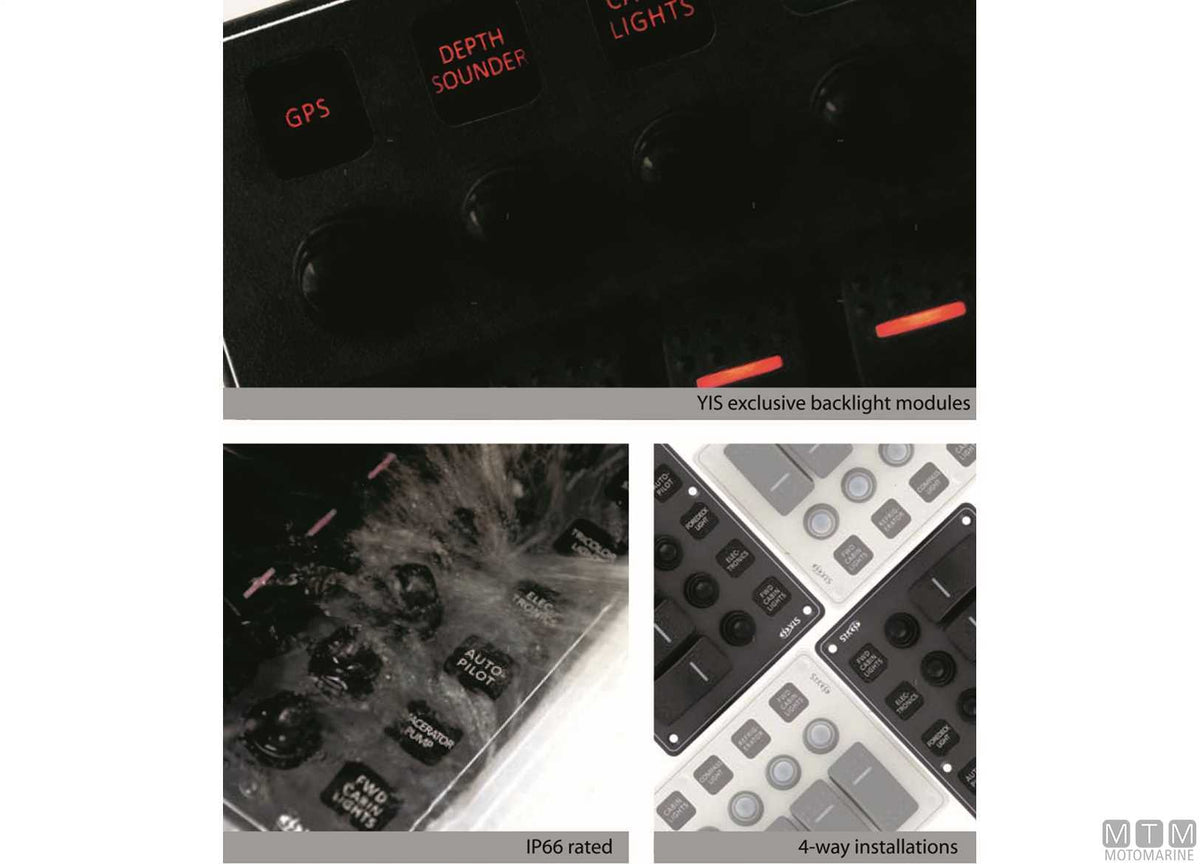 PANNELLO IN ALLUMINIO NERO CON INTERRUTTORI BASCULANTI 4+2 POSIZIONI