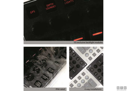 PANNELLO IN ALLUMINIO NERO CON INTERRUTTORI BASCULANTI 4+2 POSIZIONI