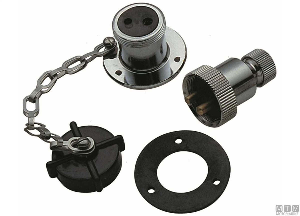 PRESA E SPINA 12/24V OTTONE CROMATO 2 POLI 3A
