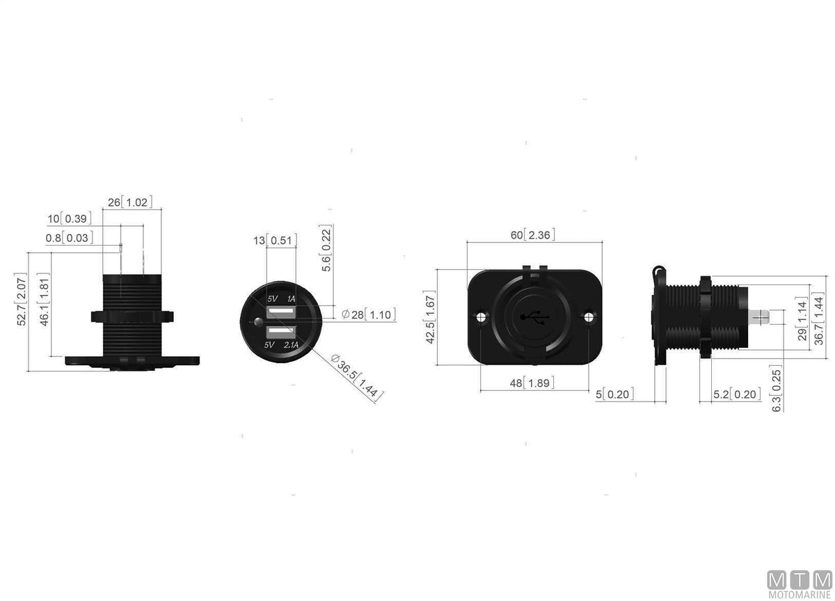PANNELLO SOCKET CON DOPPIA PRESA USB