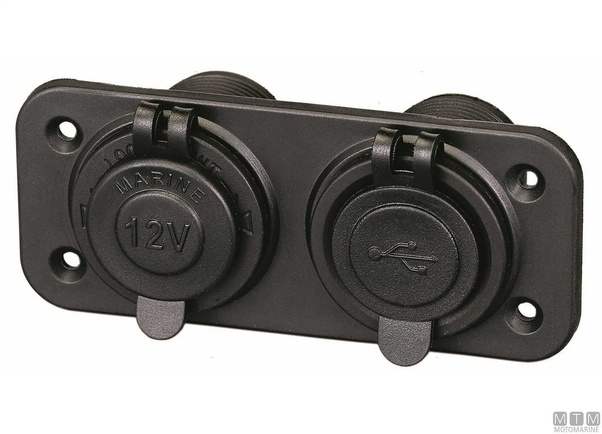 PANNELLO SOCKET CON PRESA 12V E PRESA DOPPIO USB