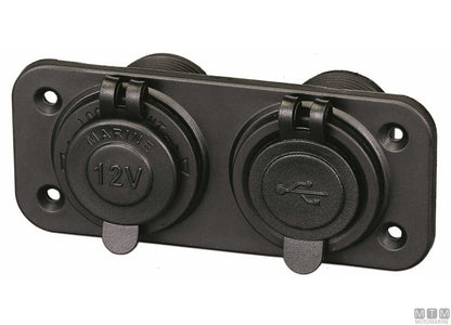PANNELLO SOCKET CON PRESA 12V E PRESA DOPPIO USB