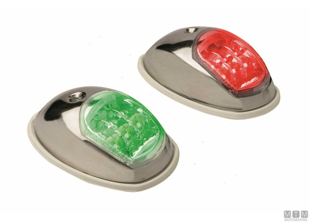 COPPIA FANALI DI VIA LATERALI LED ROSSO E VERDE IN ACCIAIO INOX