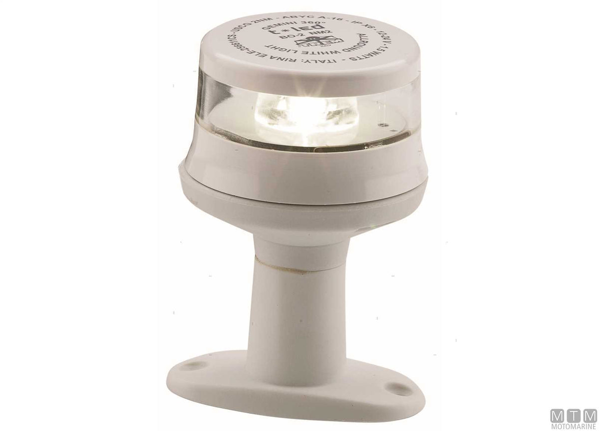 FANALE DI VIA LED 360 BIANCO SU BASETTA CORPO NERO H110MM