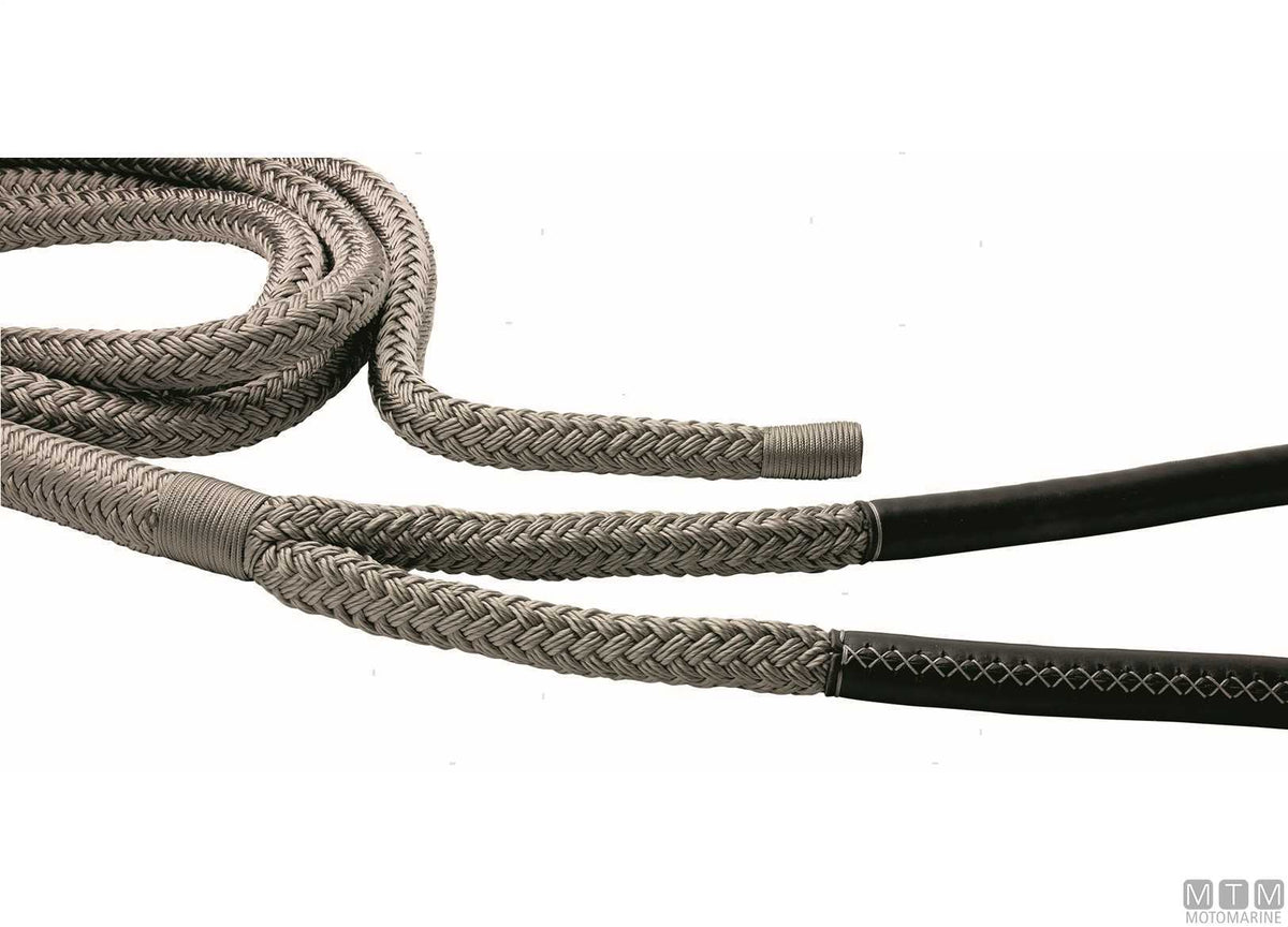TRECCIA ORMEGGIO GRIGIA CON GASSA CUOIO NERO 75CM D24MM 20M