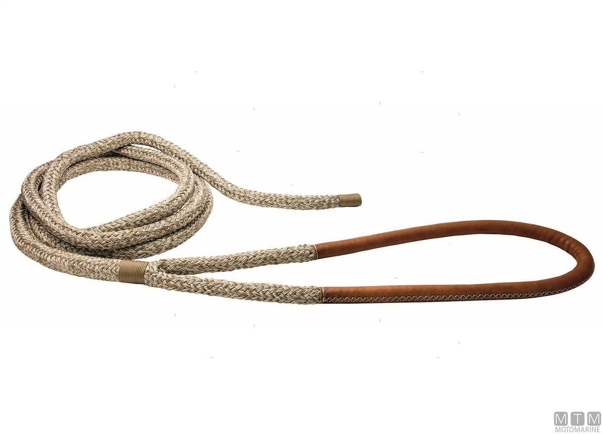 TRECCIA ORMEGGIO BEIGE CON GASSA CUOIO MARRONE 75CM D28MM 20M