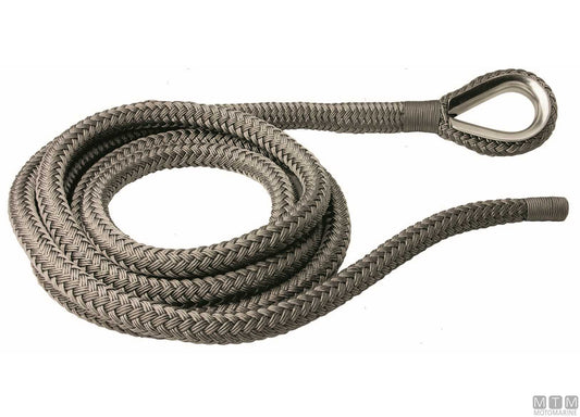 TRECCIA ORMEGGIO GRIGIA CON REDANCIA IN ACCIAIO INOX D28MM 20M