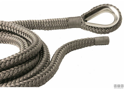 TRECCIA ORMEGGIO GRIGIA CON REDANCIA IN ACCIAIO INOX D24MM 20M