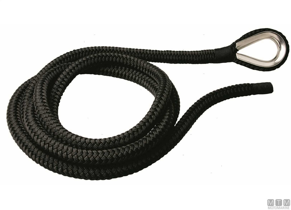TRECCIA ORMEGGIO NERA CON REDANCIA IN ACCIAIO INOX D28MM 16M