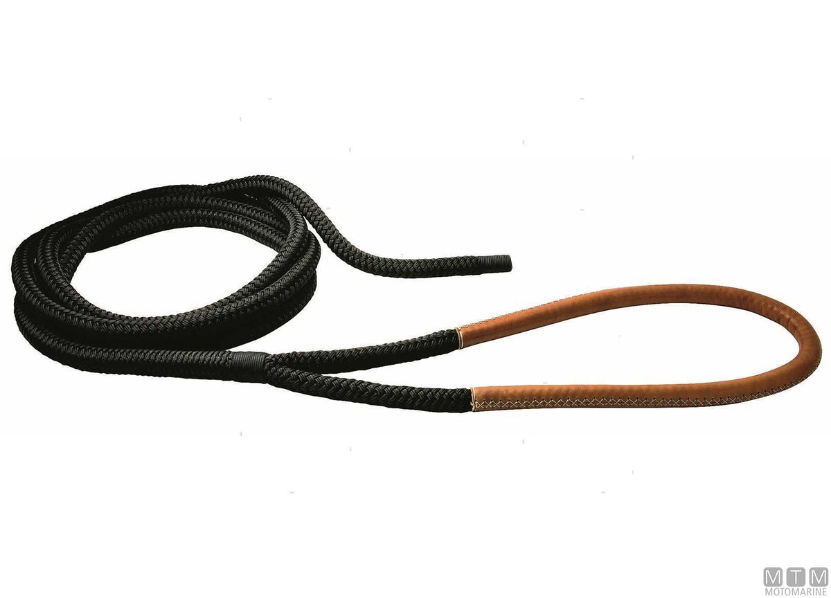 TRECCIA ORMEGGIO NERA CON GASSA CUOIO MARRONE 100CM D36MM 20M