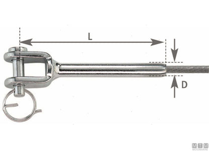 TERMINALE A PRESSARE FORCELLA PER CAVO D4MM ACCIAIO INOX 316