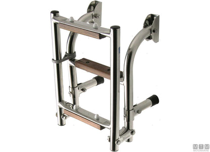 SCALETTA PIEGHEVOLE MINI A 3 GRADINI ACCIAIO INOX 316 E LEGNO