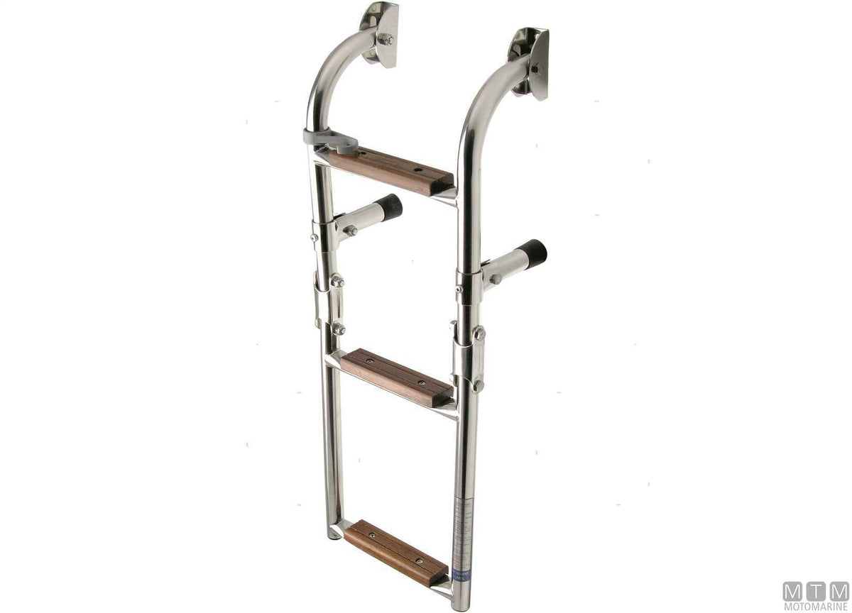 SCALETTA PIEGHEVOLE MINI A 3 GRADINI ACCIAIO INOX 316 E LEGNO