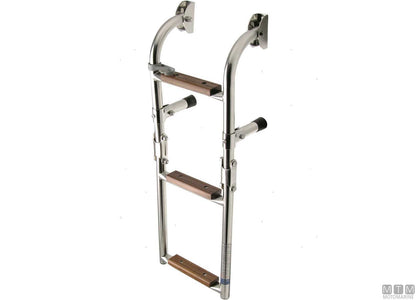 SCALETTA PIEGHEVOLE MINI A 3 GRADINI ACCIAIO INOX 316 E LEGNO