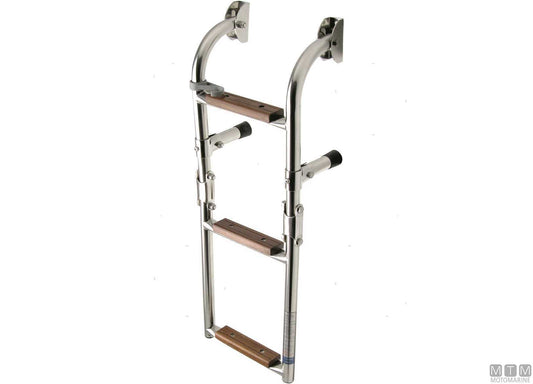 SCALETTA PIEGHEVOLE MINI A 3 GRADINI ACCIAIO INOX 316 E LEGNO