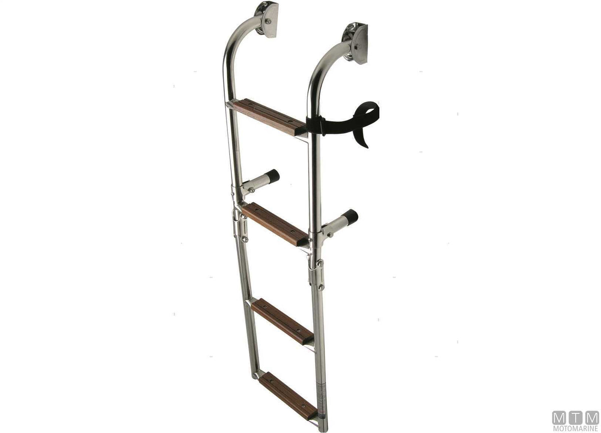 SCALETTA PIEGHEVOLE A 3 GRADINI ACCIAIO INOX 316 E LEGNO