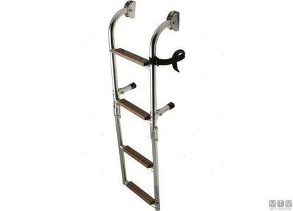 SCALETTA PIEGHEVOLE A 3 GRADINI ACCIAIO INOX 316 E LEGNO