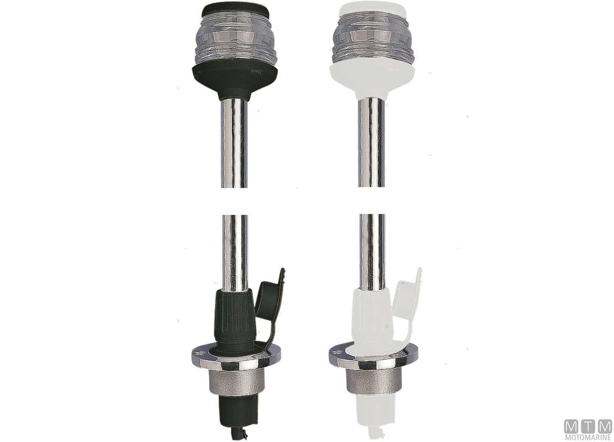FANALE DI VIA 360 BIANCO SU ASTA CON BASE INCASSO NERO H100CM
