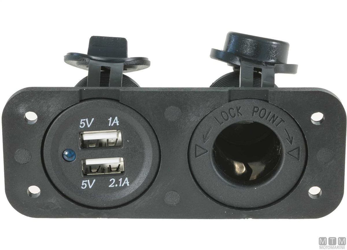 PANNELLO SOCKET CON PRESA 12V E PRESA DOPPIO USB