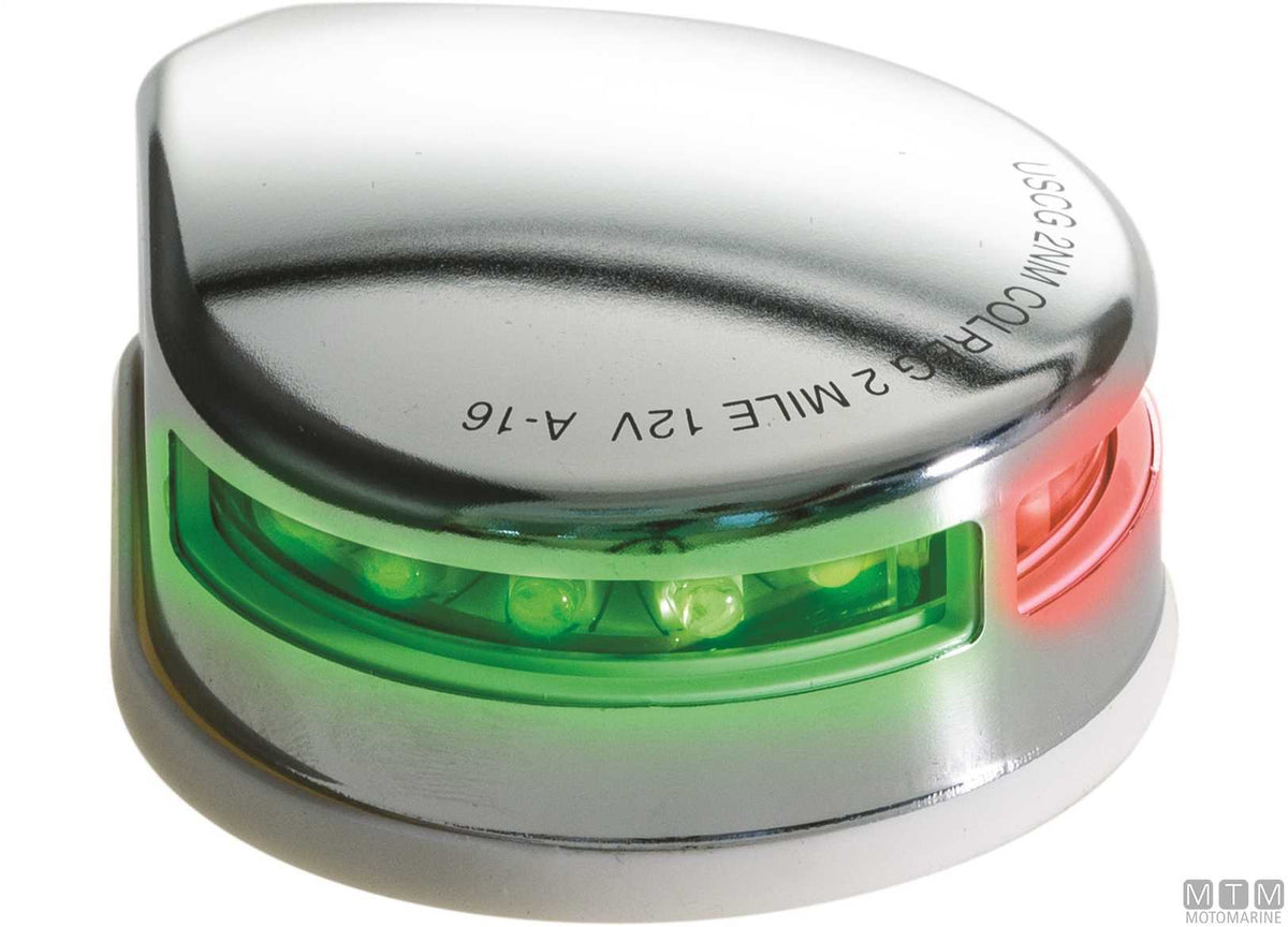 FANALE DI VIA LED DI PRUA COMBINATO ROSSO/VERDE IN ACCIAIO INOX