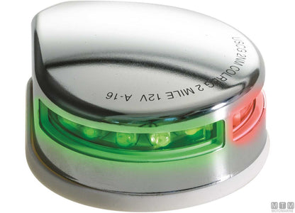 FANALE DI VIA LED DI PRUA COMBINATO ROSSO/VERDE IN ACCIAIO INOX