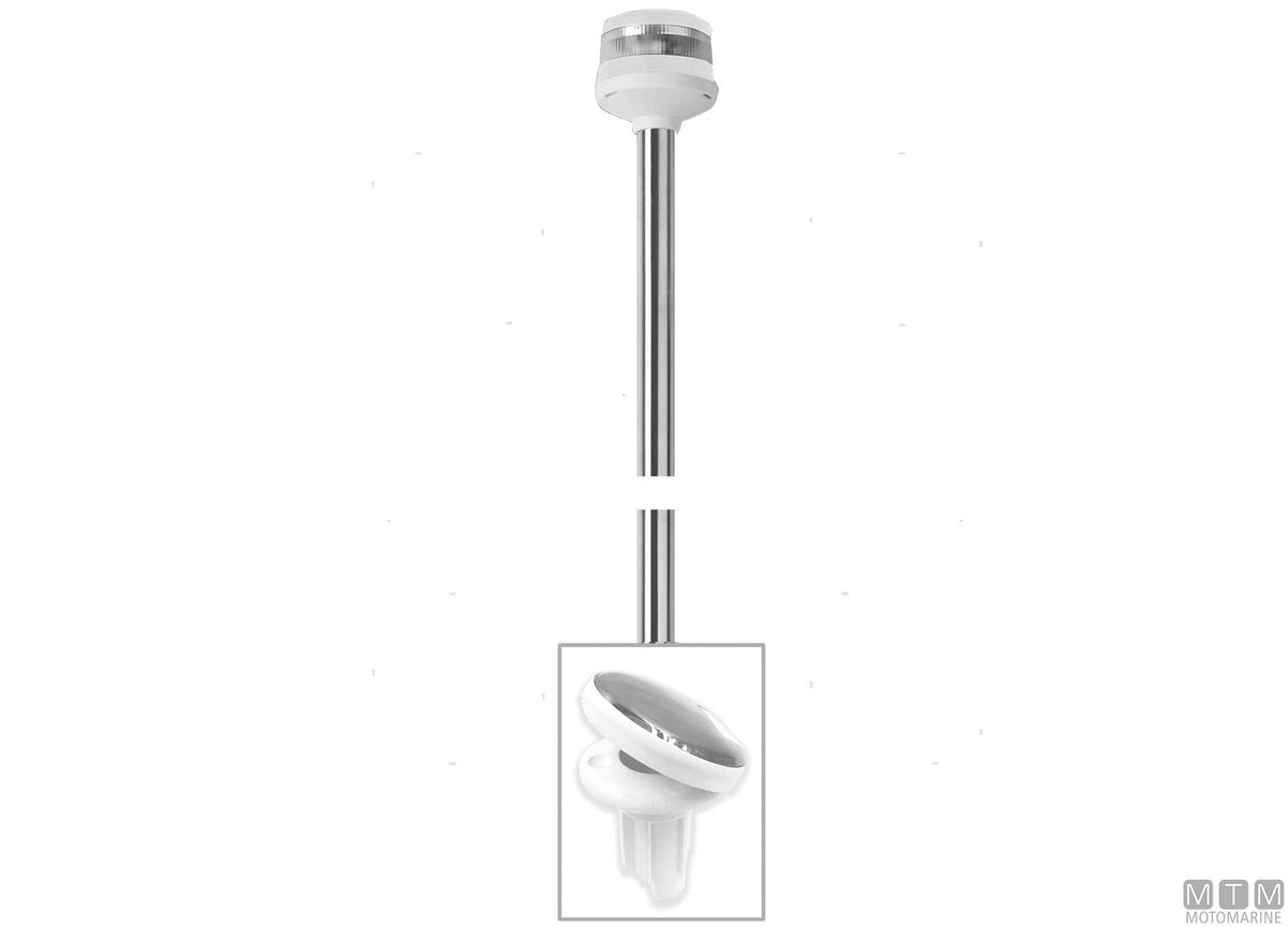 FANALE DI VIA LED 360 BIANCO SU ASTA BASE INCLINATA CORPO NERO H100CM